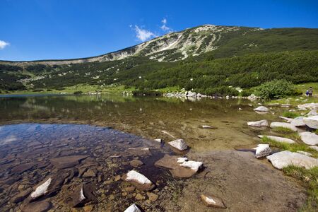 Lake Bezbog and Bezbog hut, Pirin Mountain, Bulgariaの写真素材