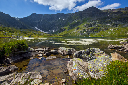 The Twin Lake The Seven Rila Lakes Rila Mountain Bulgariaの写真素材