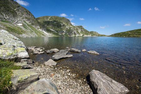 The Kidney Lake The Seven Rila Lakes Rila Mountain Bulgariaの写真素材