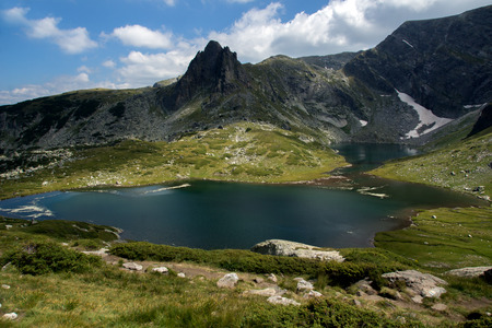 The Twin The Seven Rila Lakes Rila Mountain Bulgariaの写真素材