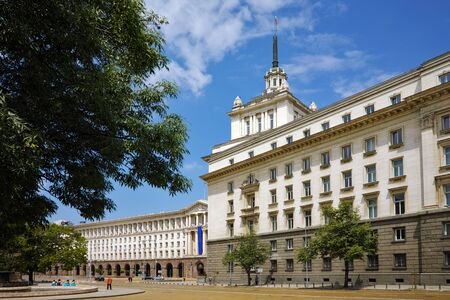 Independence Square and the building of the Council of Ministers  Sofia Bulgariaのeditorial素材