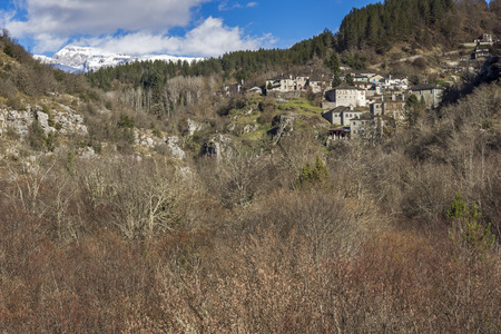 Kipoi village and mountain river Pindus Mountains Zagori Epirus Greeceの写真素材