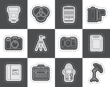 Photography equipment icons  vector icon setのイラスト素材