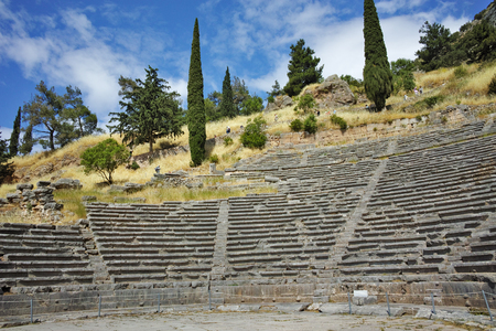 The theatre in Ancient Greek archaeological site of Delphi,  Central Greece