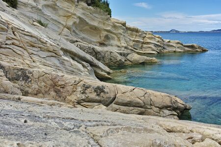 rock landscape of marathia beach  at Zakynthos island, Greeceの写真素材