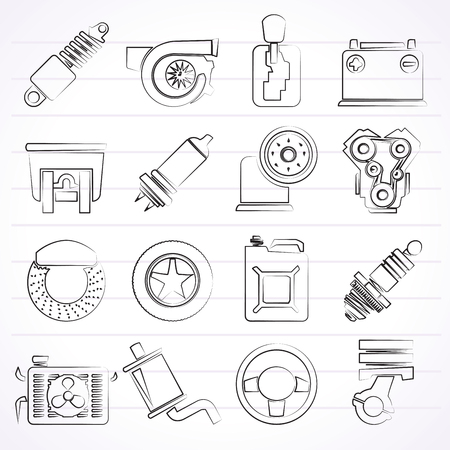 Car part and services icons  - vector icon setのイラスト素材