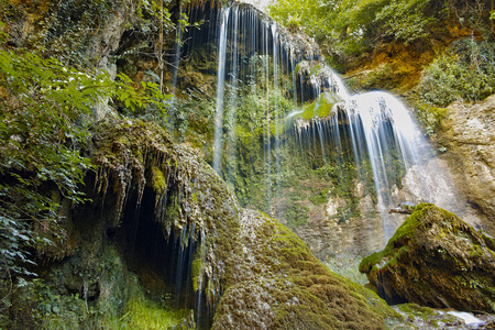 Amazing view of Krushuna Waterfalls, near the city of Lovech, Bulgariaの写真素材