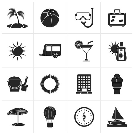 Black Vacation and holiday icons - vector icon setのイラスト素材