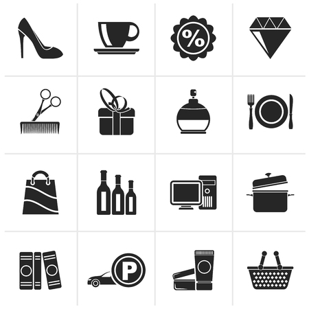Black Shopping and mall icons - vector icon setのイラスト素材
