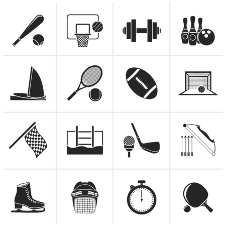 Black Sport objects icons - vector icon setのイラスト素材