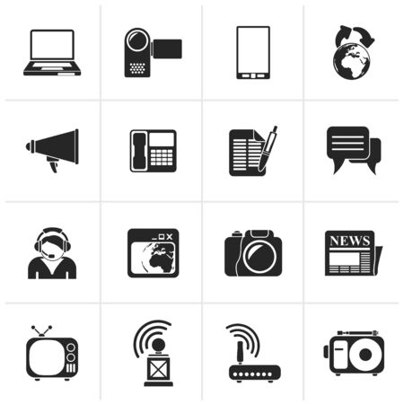 Black Communication and Technology icons - Vector Icon Setのイラスト素材