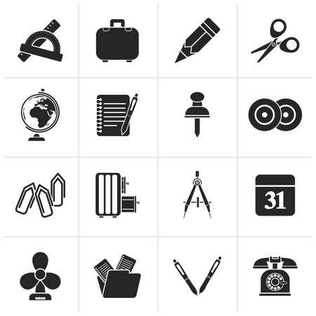 Black Business and office objects icons - vector icon setのイラスト素材