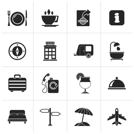 Black Traveling and vacation icons - vector icon setのイラスト素材