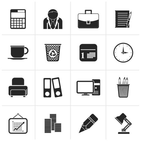 Black Business and office icons - vector icon setのイラスト素材