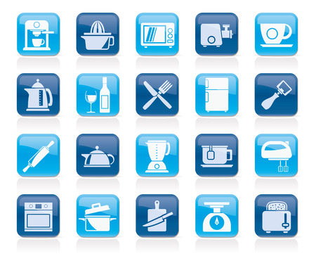 Kitchenware objects and equipment icons - vector icon setのイラスト素材