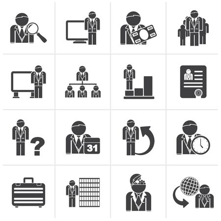 Black Business, management and hierarchy icons - vector icon setのイラスト素材