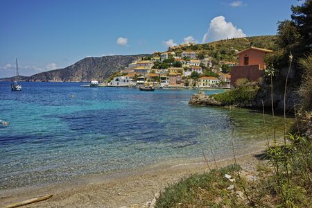 View of Assos village and beautiful sea bay, Kefalonia, Ionian islands, Greece