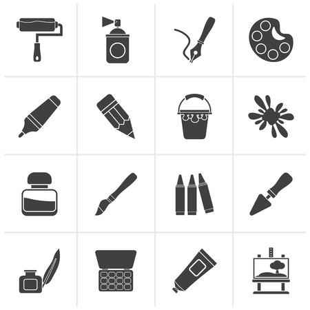 Black Painting and art object icons - vector icon setのイラスト素材