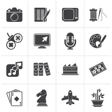 Black Hobbies and leisure Icons - vector icon setのイラスト素材