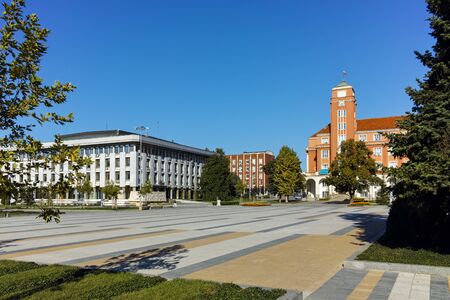 Panoramic view of Central square in  City of Pleven, Bulgariaのeditorial素材