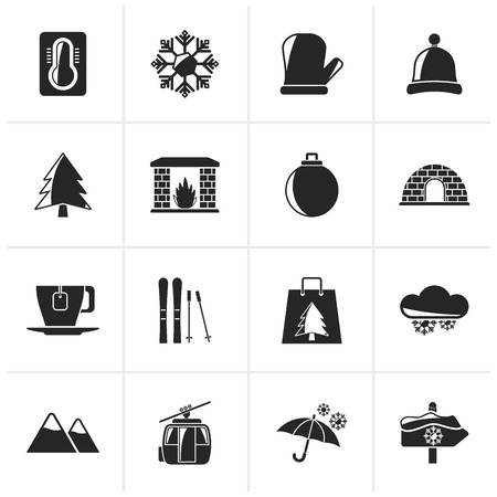 Black Winter, Sport and relax icons - vector icon setのイラスト素材
