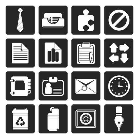 Black Simple Business and Office Icons - Vector Icon Setのイラスト素材