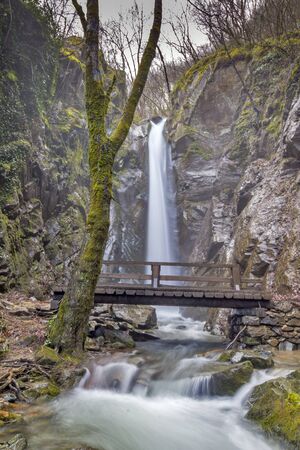 Kameshnishki Waterfall in deep forest, Belasitsa Mountain, Bulgariaの写真素材