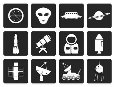 Black Astronautics and Space Icons - Vector Icon Setのイラスト素材