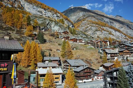 Panoramic view of Zermatt Resort, Canton of Valais, Switzerlandのeditorial素材