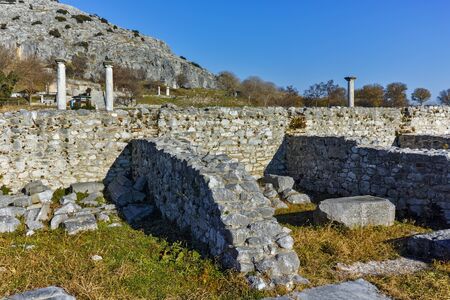 Columns in the archeological area of ancient Philippi, Eastern Macedonia and Thrace, Greece