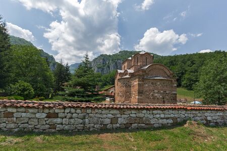 Amazing panorama to Poganovo Monastery of St. John the Theologian and Erma River Gorge, Serbiaの写真素材