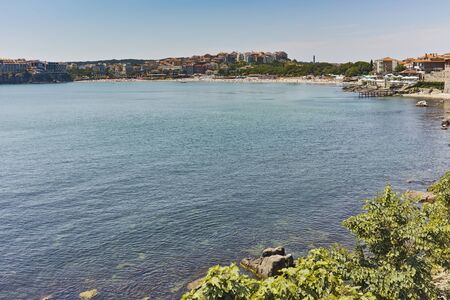 Panoramic view of Sozopol town and black sea, Burgas Region, Bulgaria