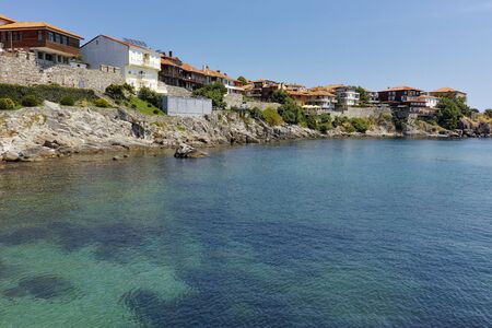 Panoramic view to old town and Black sea in Sozopol, Burgas Region, Bulgaria