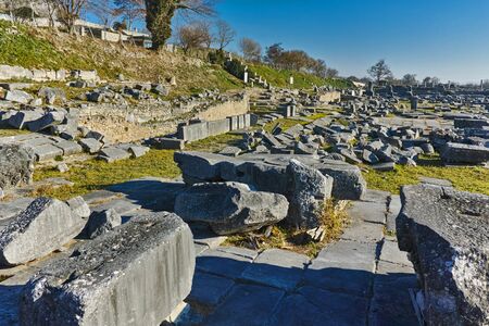 Ruins in the archeological area of Philippi, Eastern Macedonia and Thrace, Greeceの写真素材