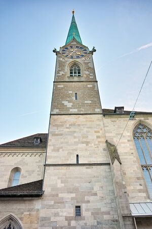Bell Tower of Fraumunster Church, city of Zurich, Switzerlandの写真素材