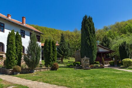 Courtyard and church of Temski monastery St. George, Pirot Region, Republic of Serbiaの写真素材