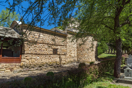 Red bricks of Church of Temski monastery St. George, Pirot Region, Republic of Serbiaの写真素材