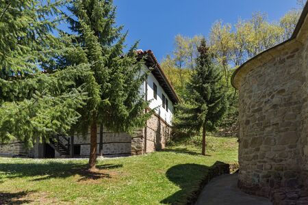 Courtyard and church of Temski monastery St. George, Pirot Region, Republic of Serbiaの写真素材