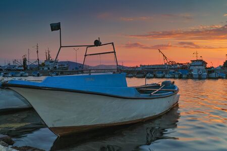 Sunset seascape on the port of Sozopol, Burgas Region, Bulgariaのeditorial素材