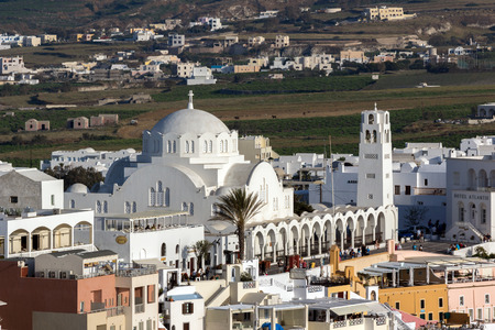 White Church town of Fira, Santorini island, Thira, Cyclades, Greeceのeditorial素材