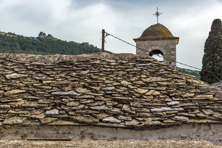 Orthodox church with stone roof in village of Theologos,Thassos island, East Macedonia and Thrace, Greeceの写真素材