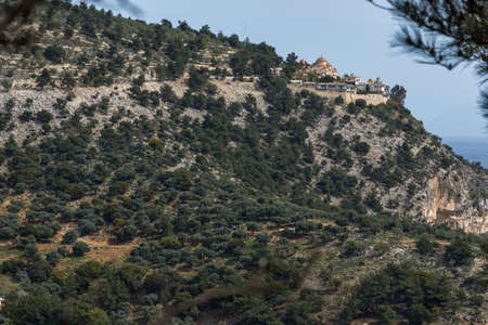 Panoramic view of Archangel Michael Monastery in Thassos island, East Macedonia and Thrace, Greeceの写真素材