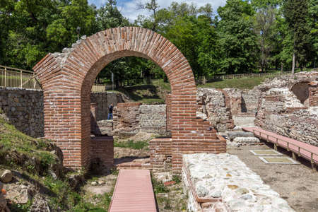 Entrance of the ancient Thermal Baths of Diocletianopolis, town of Hisarya, Plovdiv Region, Bulgariaの写真素材