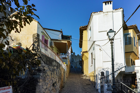 Street in the old town in Kavala, East Macedonia and Thrace, Greeceのeditorial素材