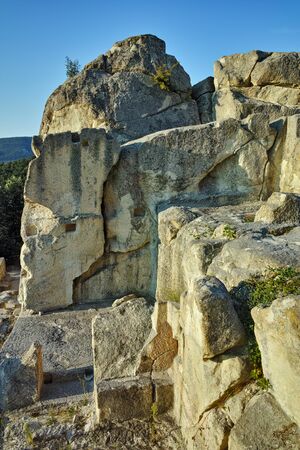 Sunrise view of The ancient Thracian city of Perperikon, Kardzhali Region, Bulgariaの写真素材