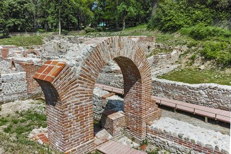 Ruins of Entrance of The ancient Thermal Baths of Diocletianopolis, town of Hisarya, Plovdiv Region,...