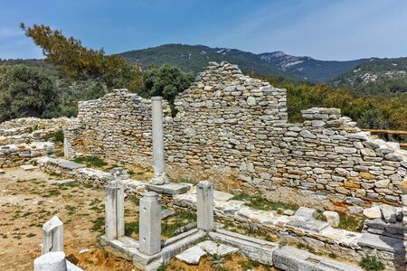 Inside view of  ancient church in Archaeological site of Aliki, Thassos island,  East Macedonia and Thrace, Greeceの写真素材