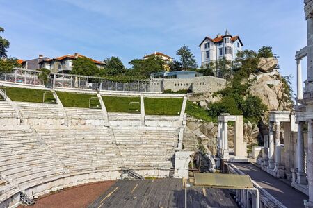 Old town and Ancient Roman theatre in Plovdiv, Bulgariaのeditorial素材