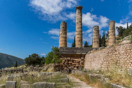 Column in The Temple of Apollo in Ancient Greek archaeological site of Delphi,Central Greece