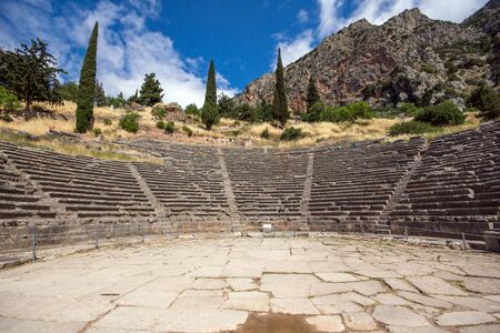Amphitheater in Ancient Greek archaeological site of Delphi,Central Greeceの写真素材